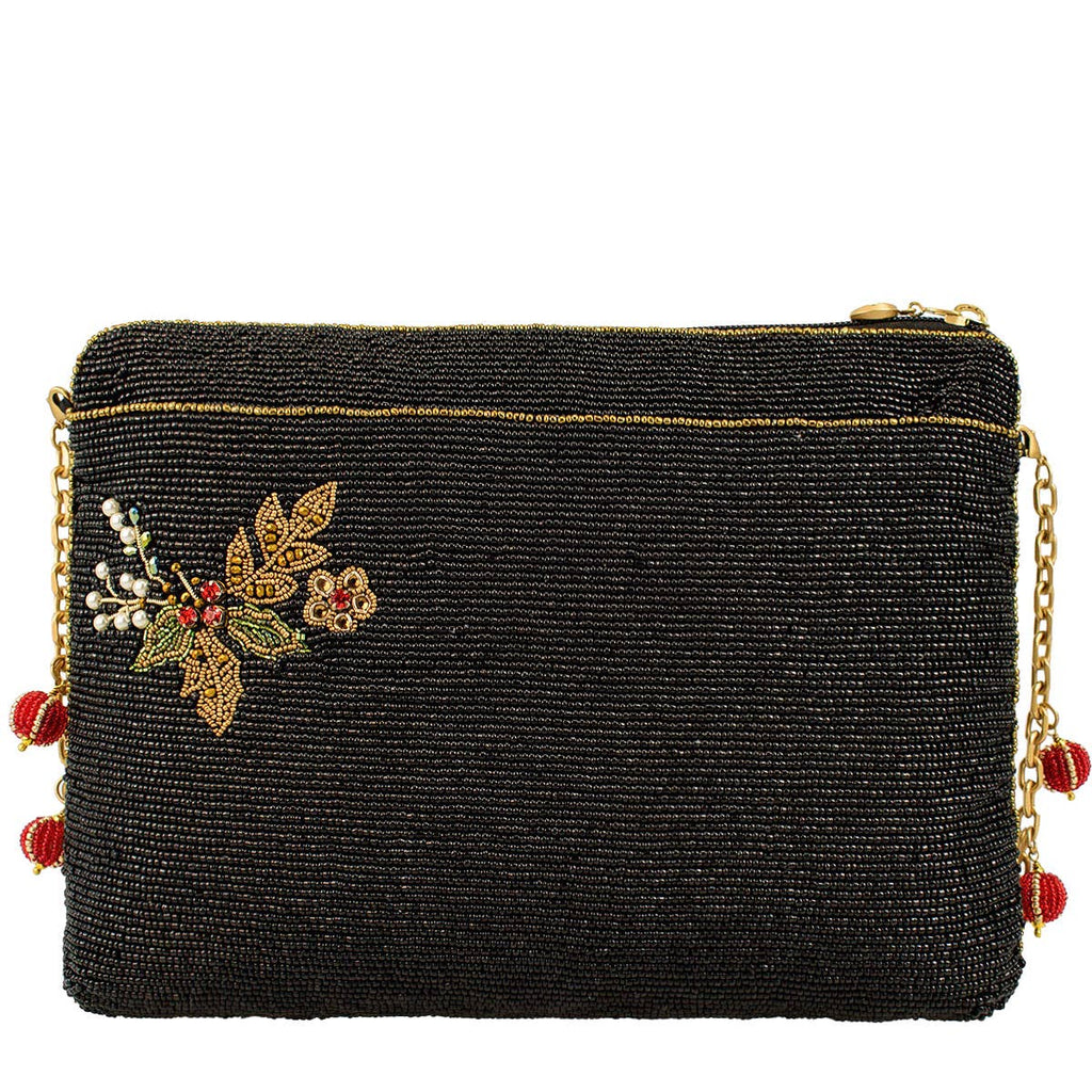 Holiday Magic Santa Beaded And Embroidered Crossbody Handbag