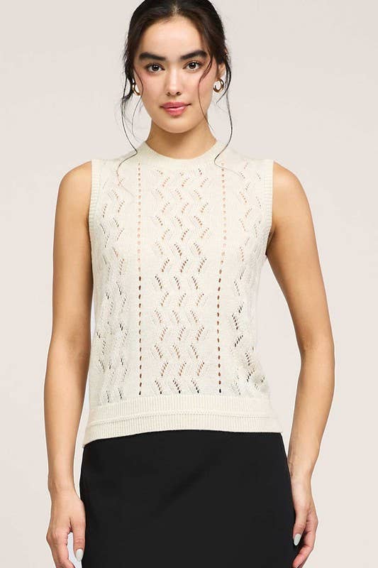 Micro Sequined Top and Cardigan Set: Natural / XS