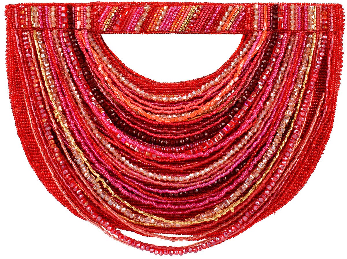 Ruby Chic Draped Beads with Straight Handle Handbag