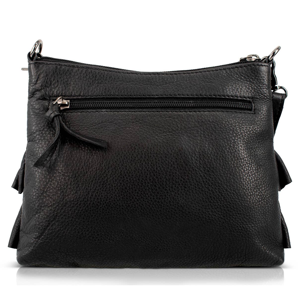 Mary Frances Black Leather Floral Flair Handbag