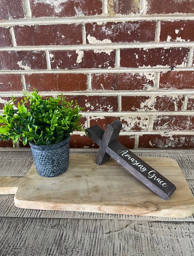 Amazing Grace Cross- Brown Rustic