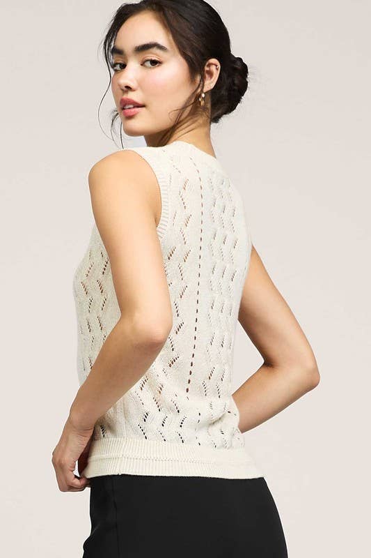 Micro Sequined Top and Cardigan Set: Natural / XS