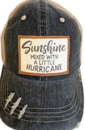 (#144) "SUNSHINE MIXED HURRICANE" DISTRESSED TRUCKER HAT: BLING / BLUE