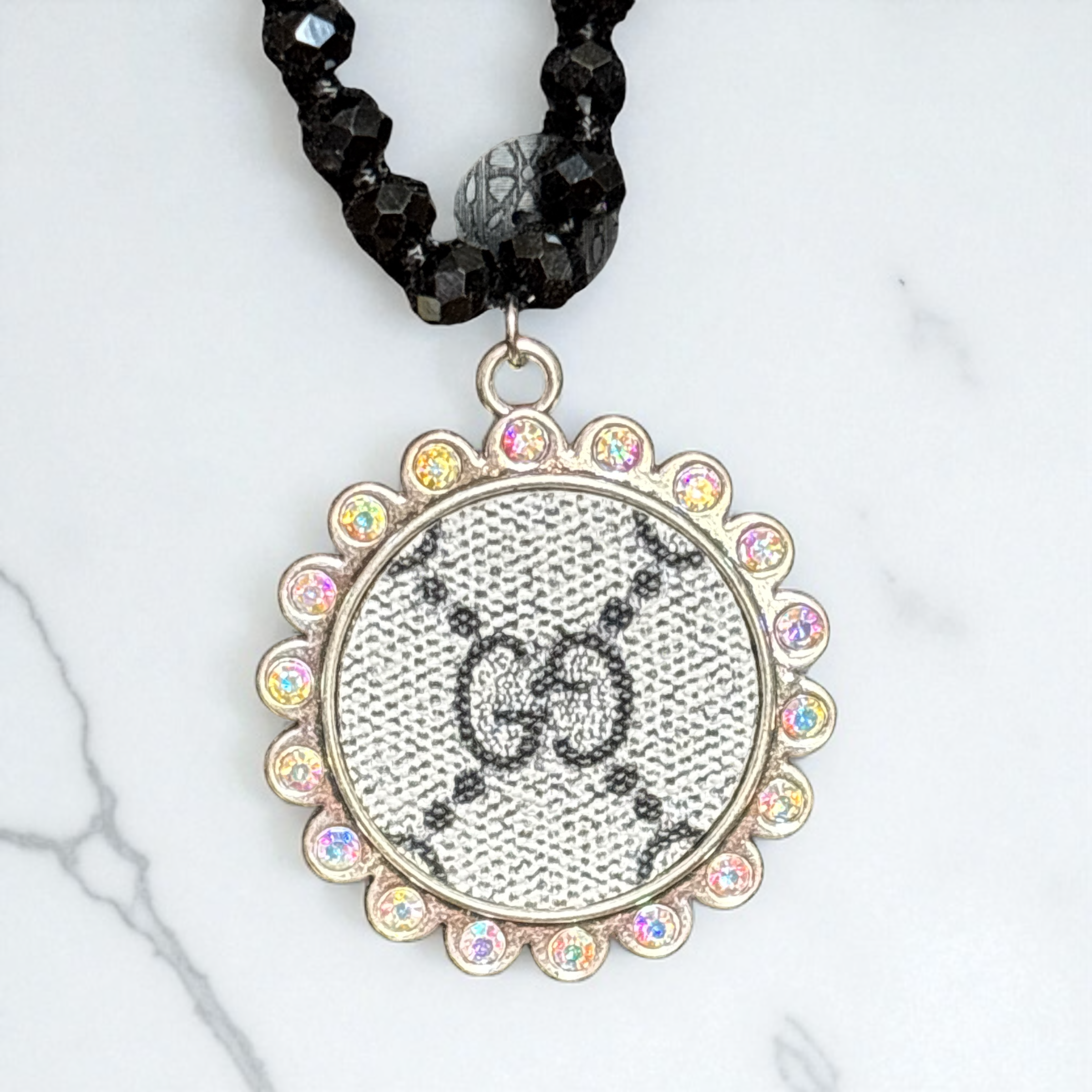 Glossy Black Beaded Necklace GG