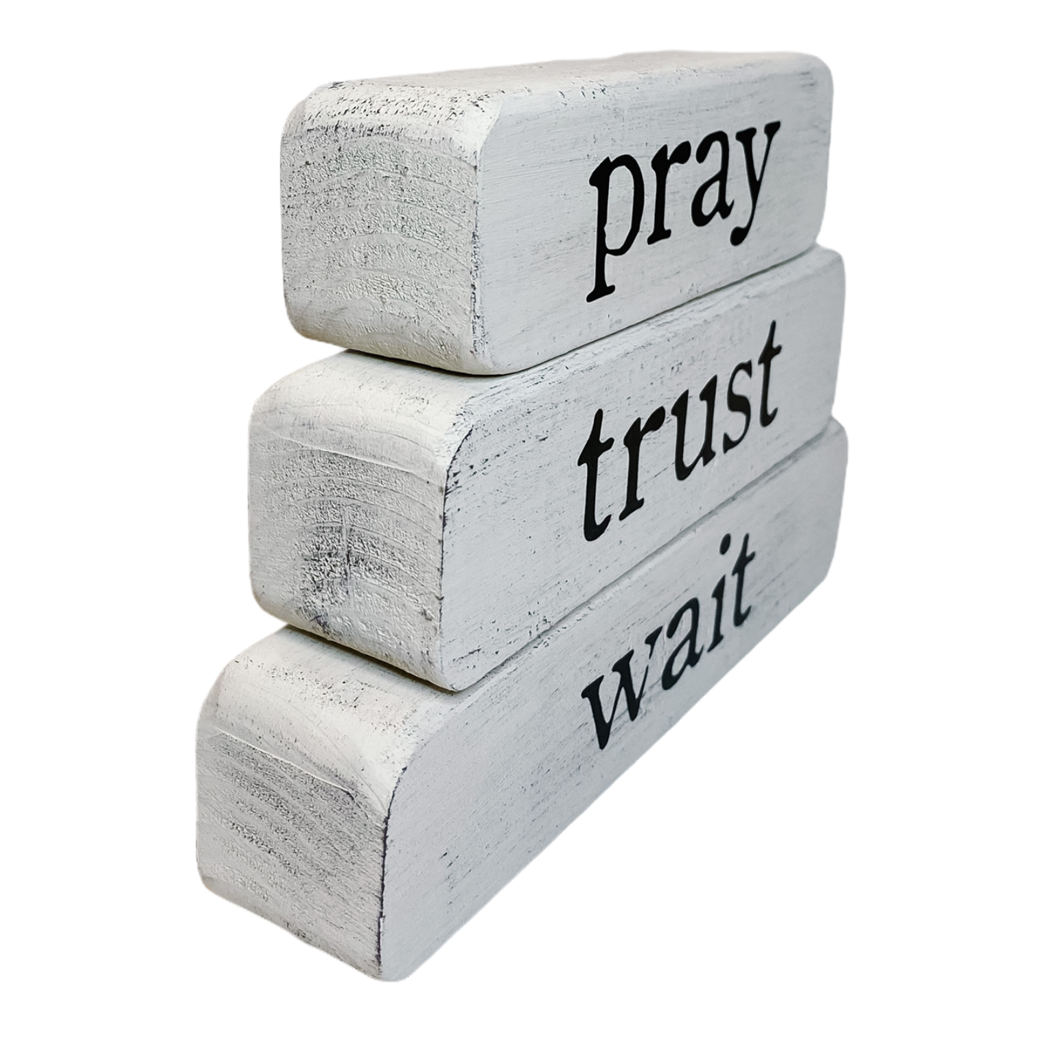 Pray Trust Wait Stacked Blocks