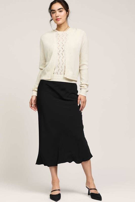 Micro Sequined Top and Cardigan Set: Natural / S