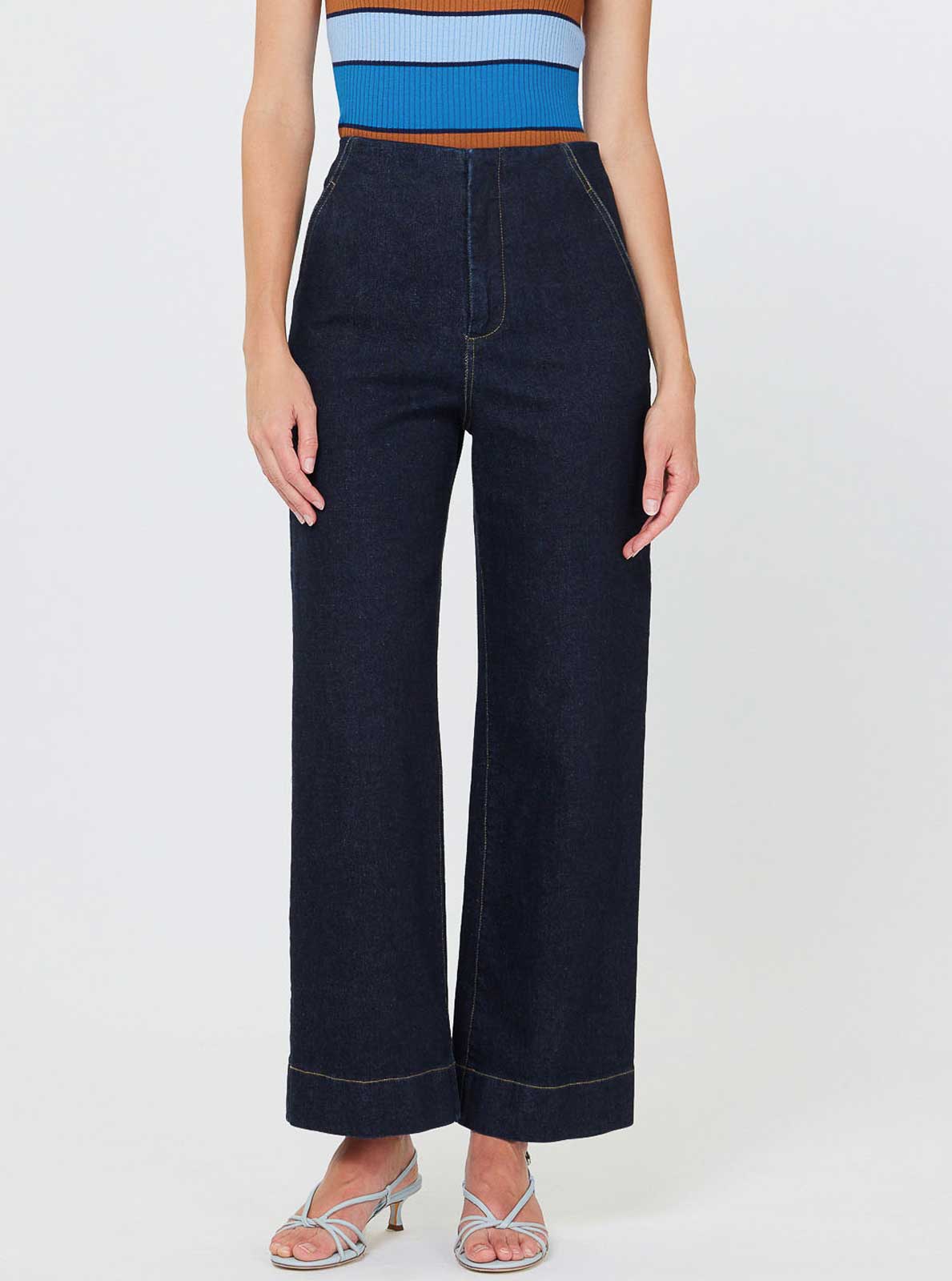 Denim Cropped Jeans: Deep Blue Denim / S