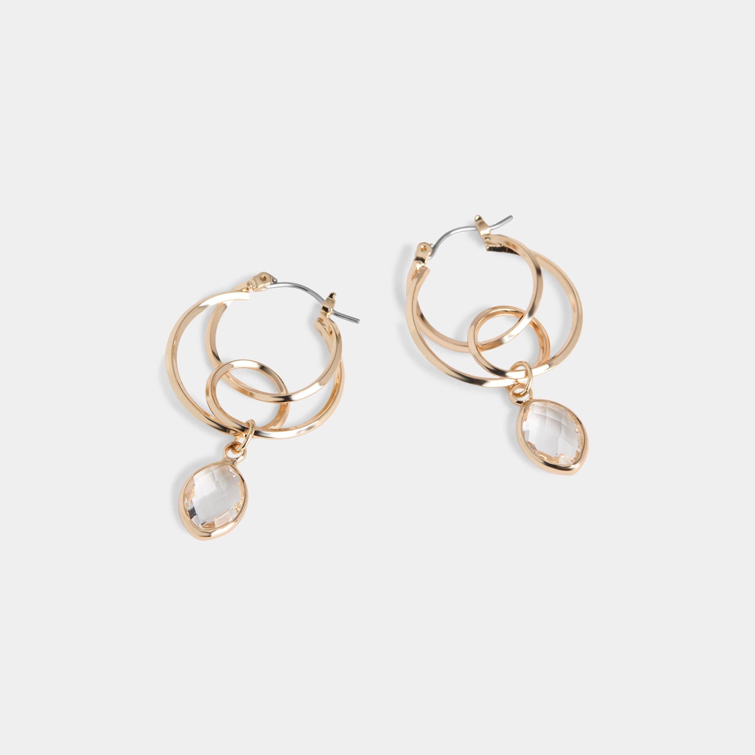 Bubbly Bead Dangle Hoop - Gold: Gold