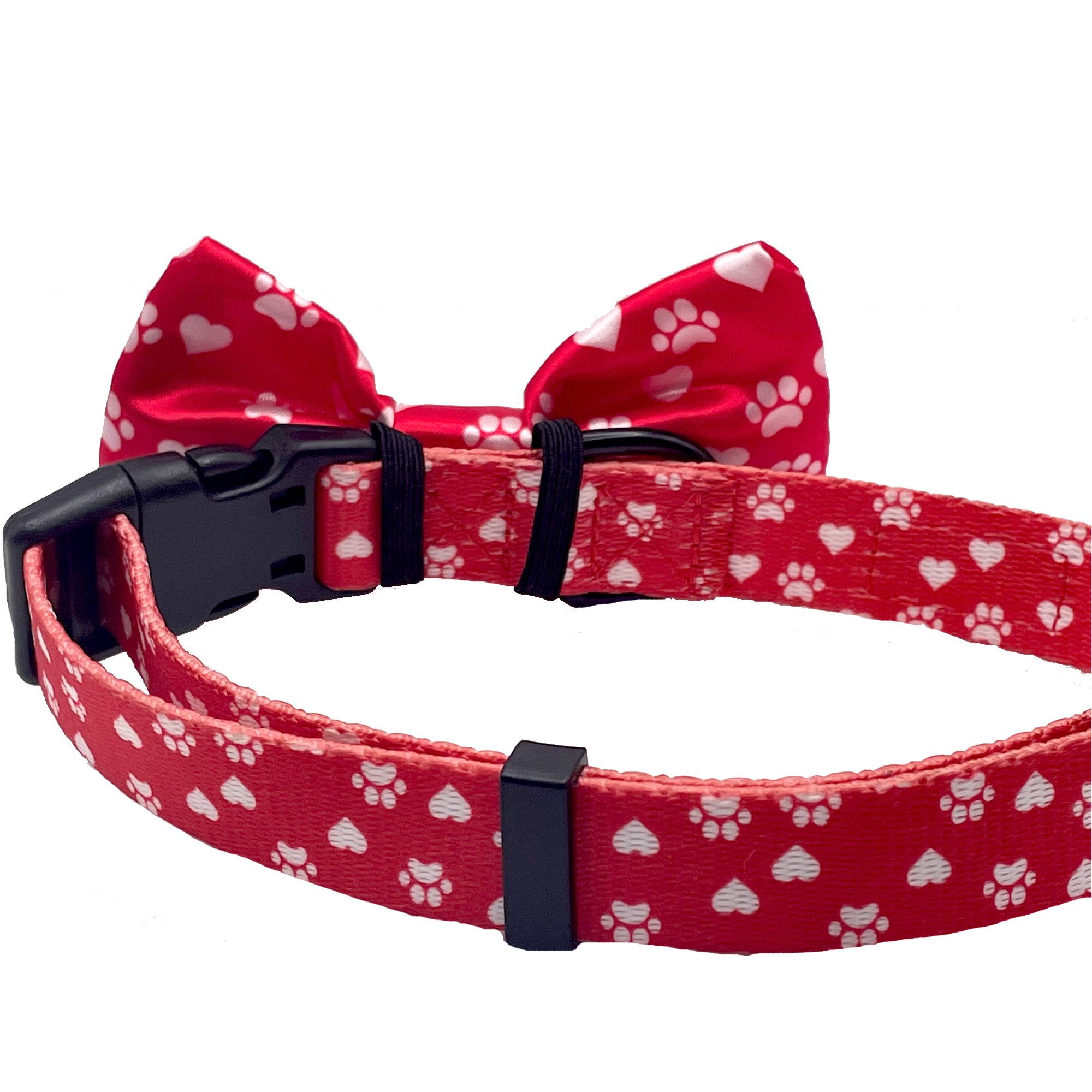 Paw Prints & Hearts Red Dog Bow Tie