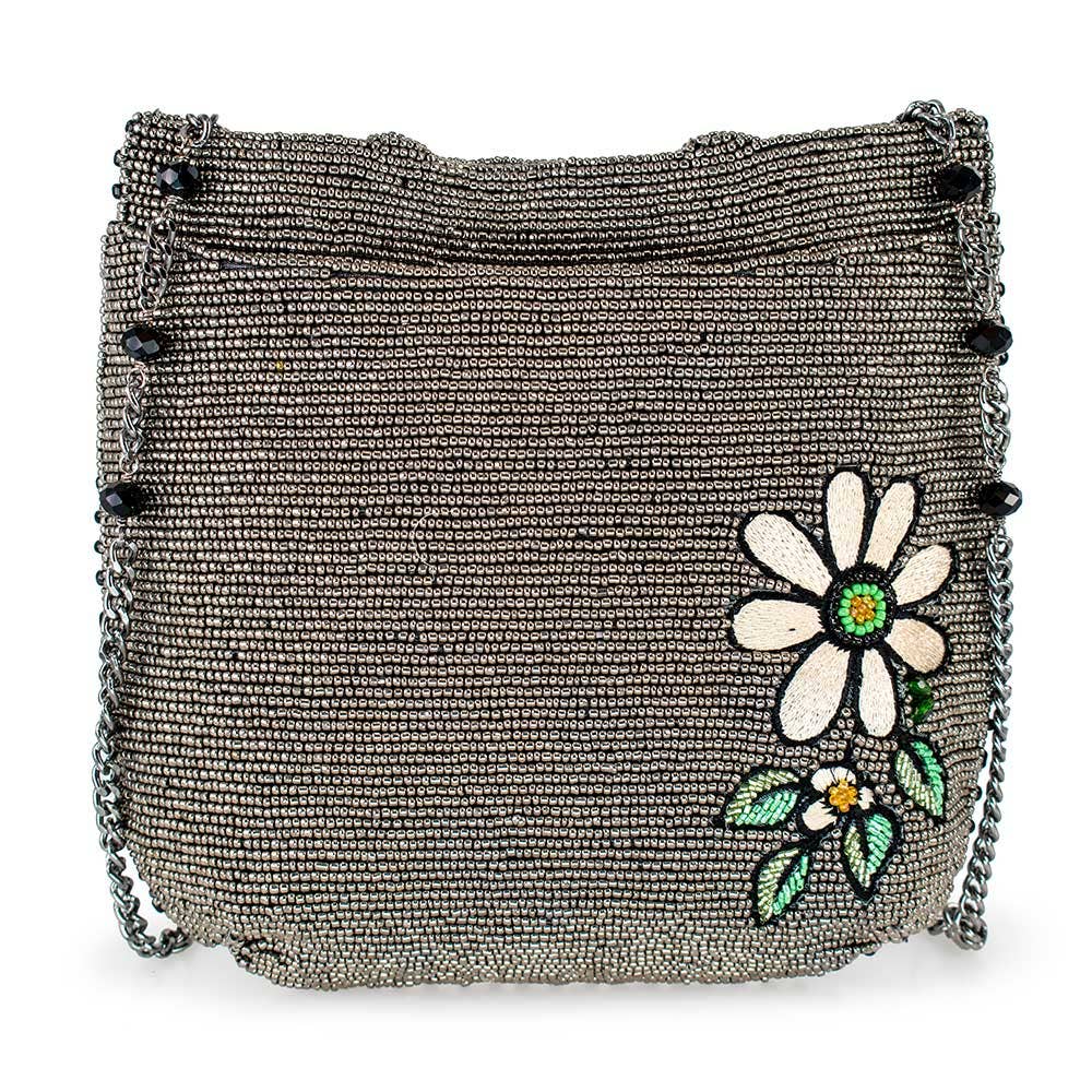 Pardon My Frenchie Beaded Embroidered Dog Crossbody Handbag