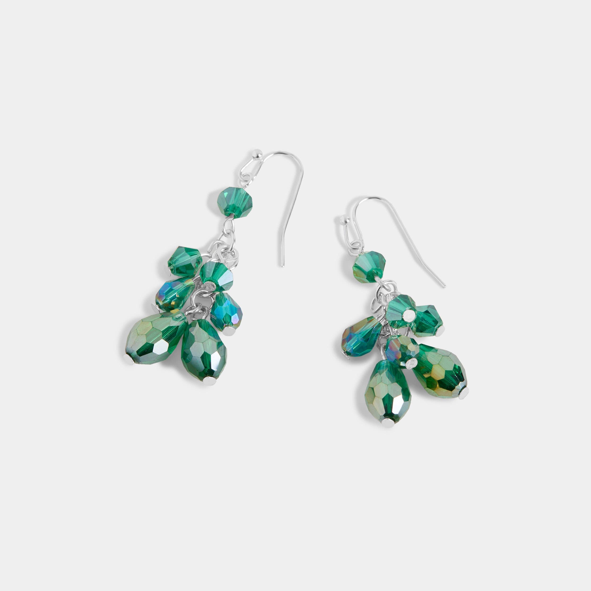 Shimmering Bead Dangle Earrings - Green: Green