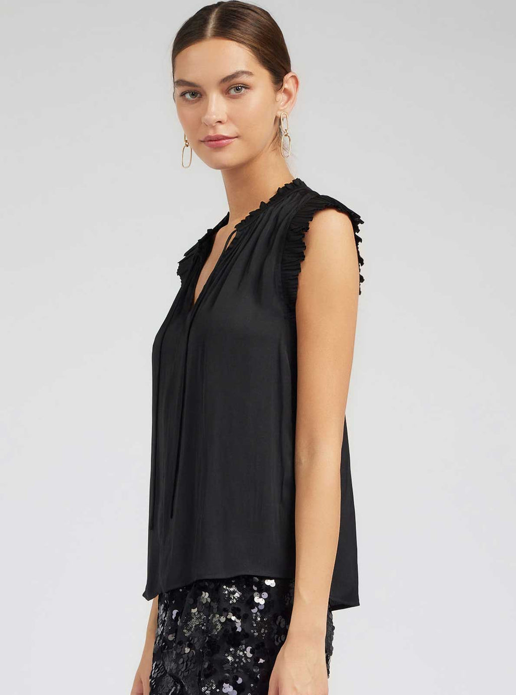 Margot Pleated Sleeve Blouse: Ecru / XS