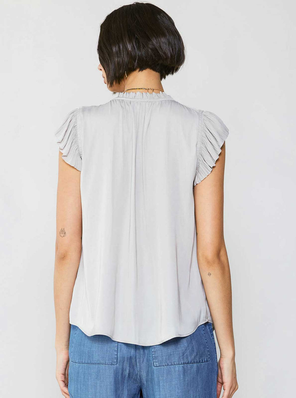 Margot Pleated Sleeve Blouse: Ecru / XS