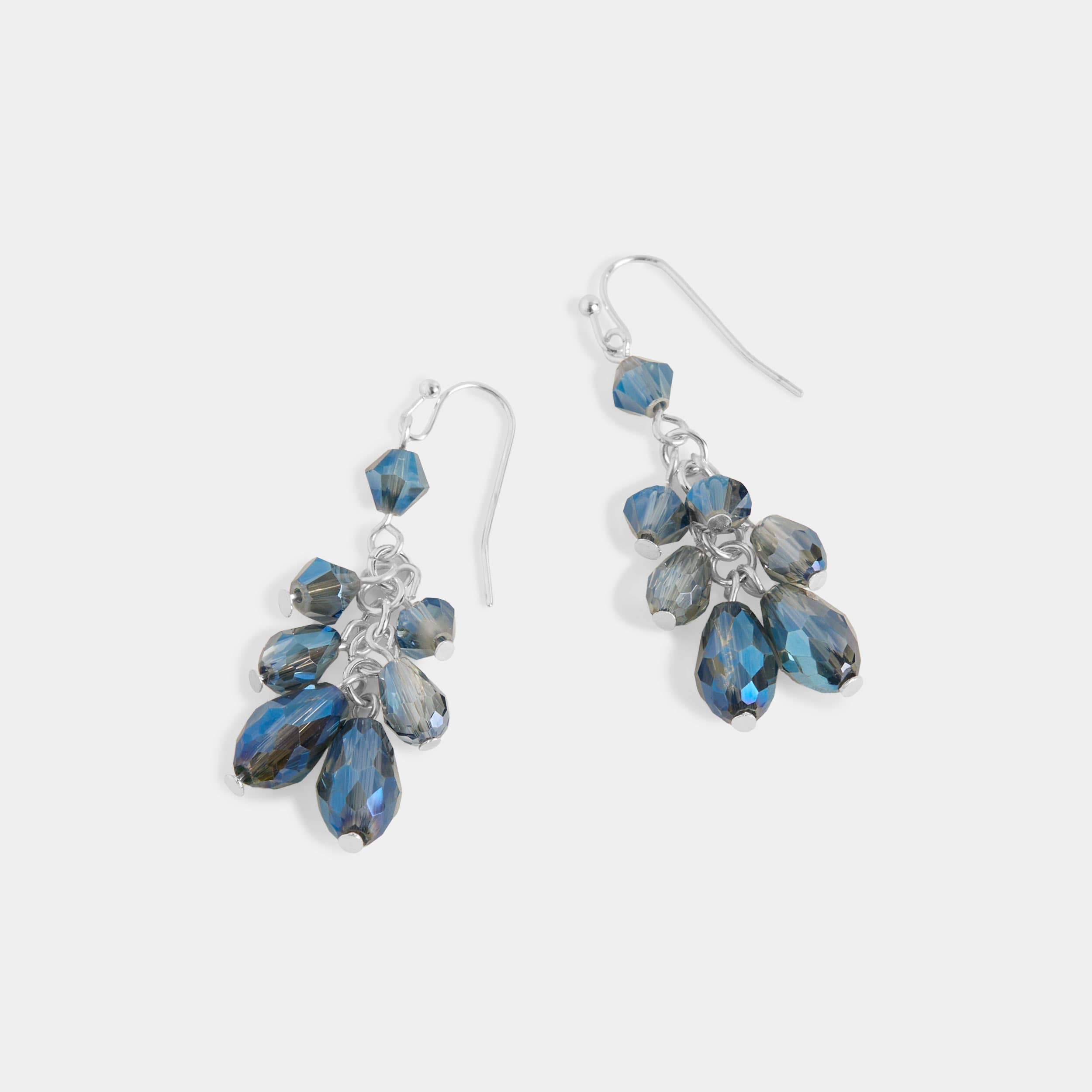 Shimmering Bead Dangle Earrings - Blue: Blue