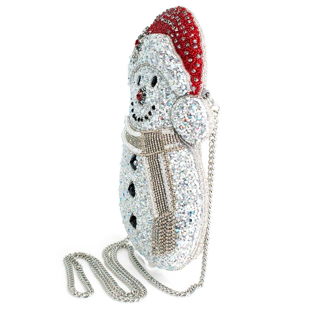 Ice Breaker Beaded Snowman Crossbody Handbag