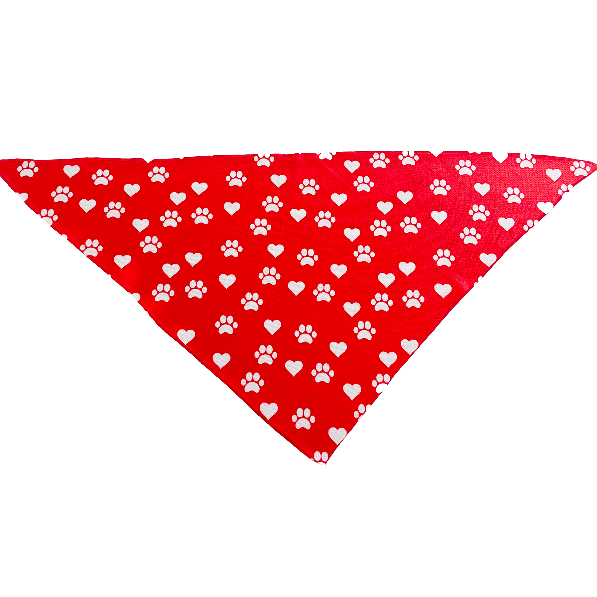 Paw Prints & Hearts Red Tie On Dog Bandana: S (25lbs & under or neck up to 15")