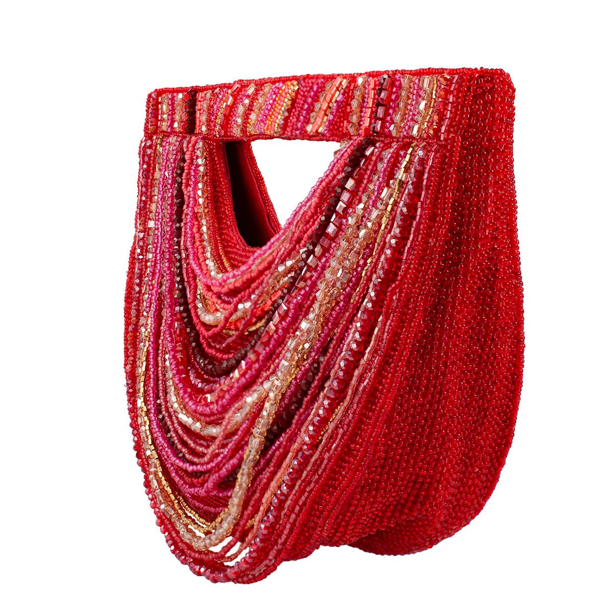 Ruby Chic Draped Beads with Straight Handle Handbag