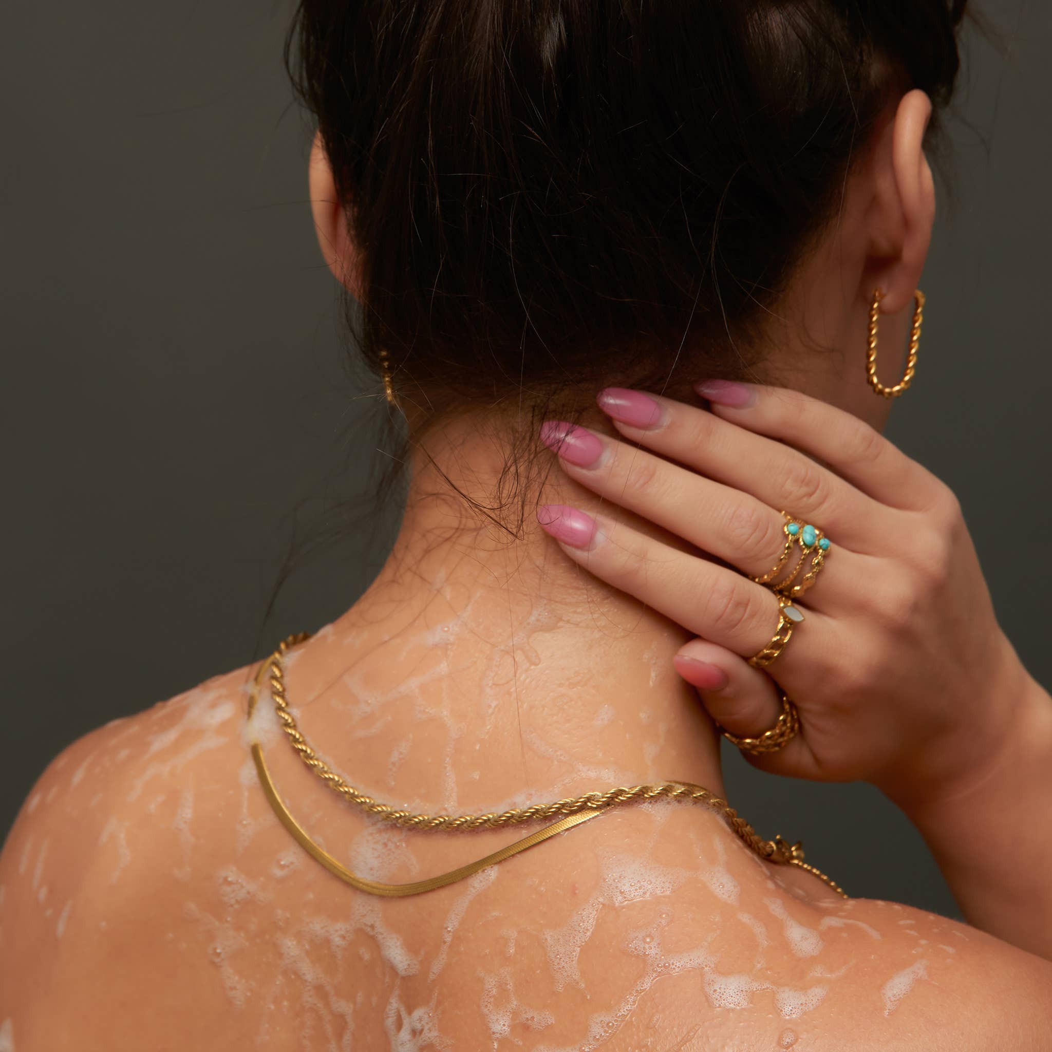 Narelle Waterproof Twisted Hoop Earrings: Silver