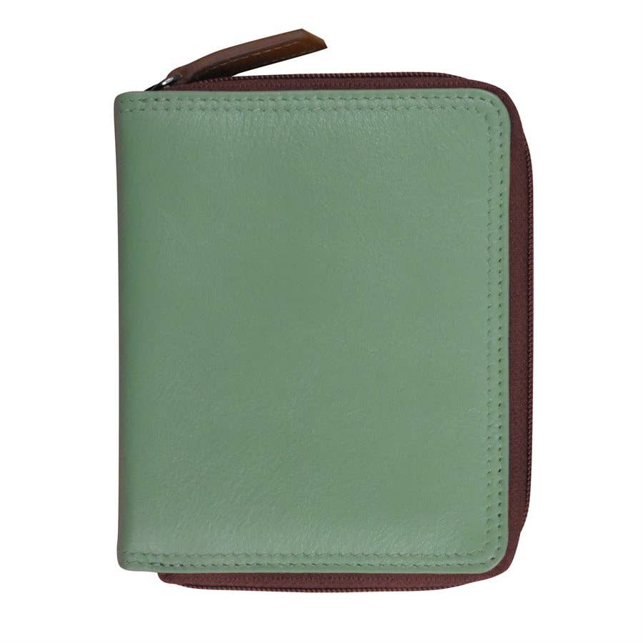 7858 Small Multi Color Zip Wallet: Denim Multi