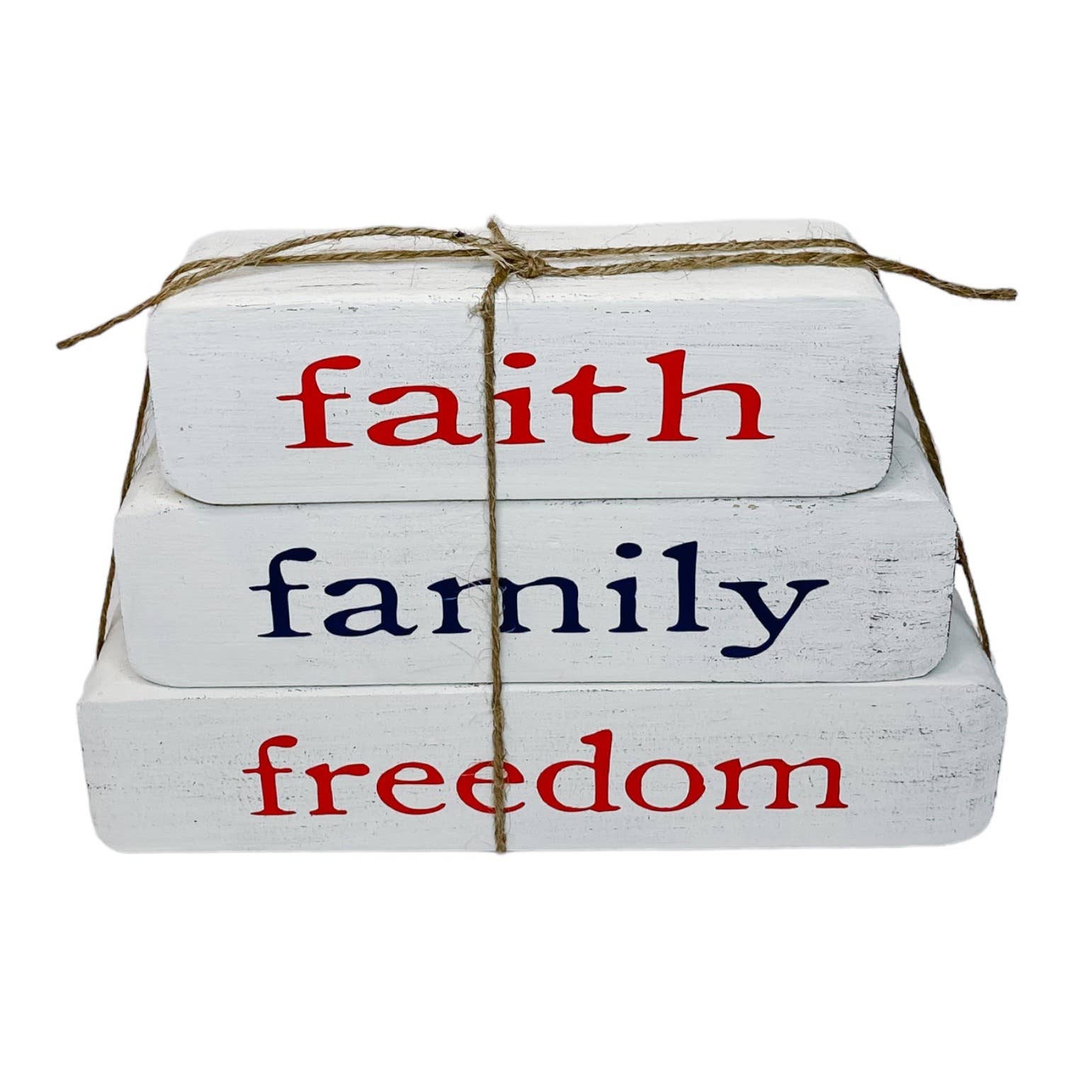 Faith Family Freedom Decorative Tabletop Block Set