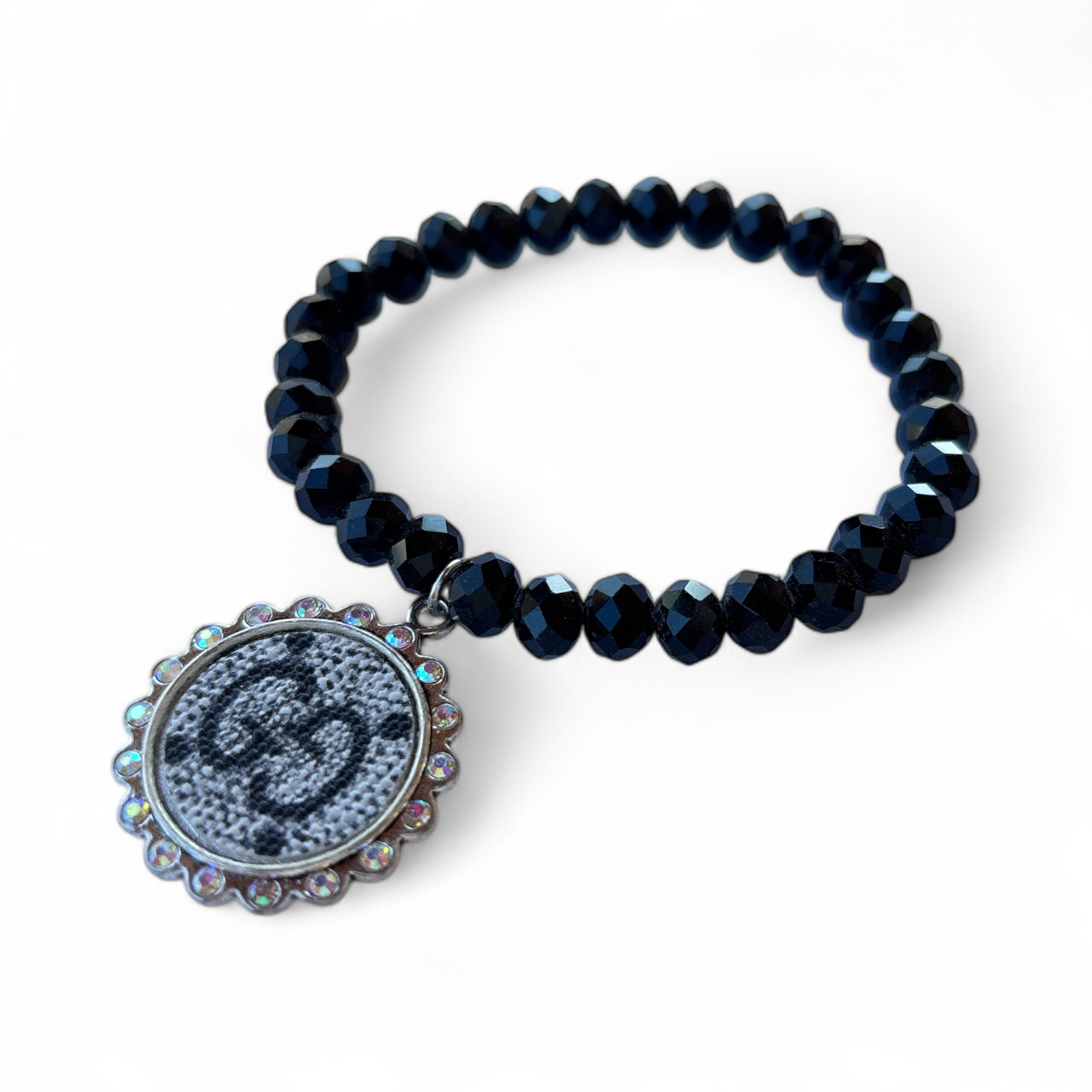 Glossy Black Beaded Bracelet GG