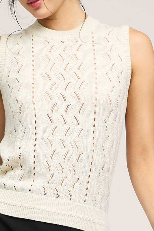 Micro Sequined Top and Cardigan Set: Natural / XS