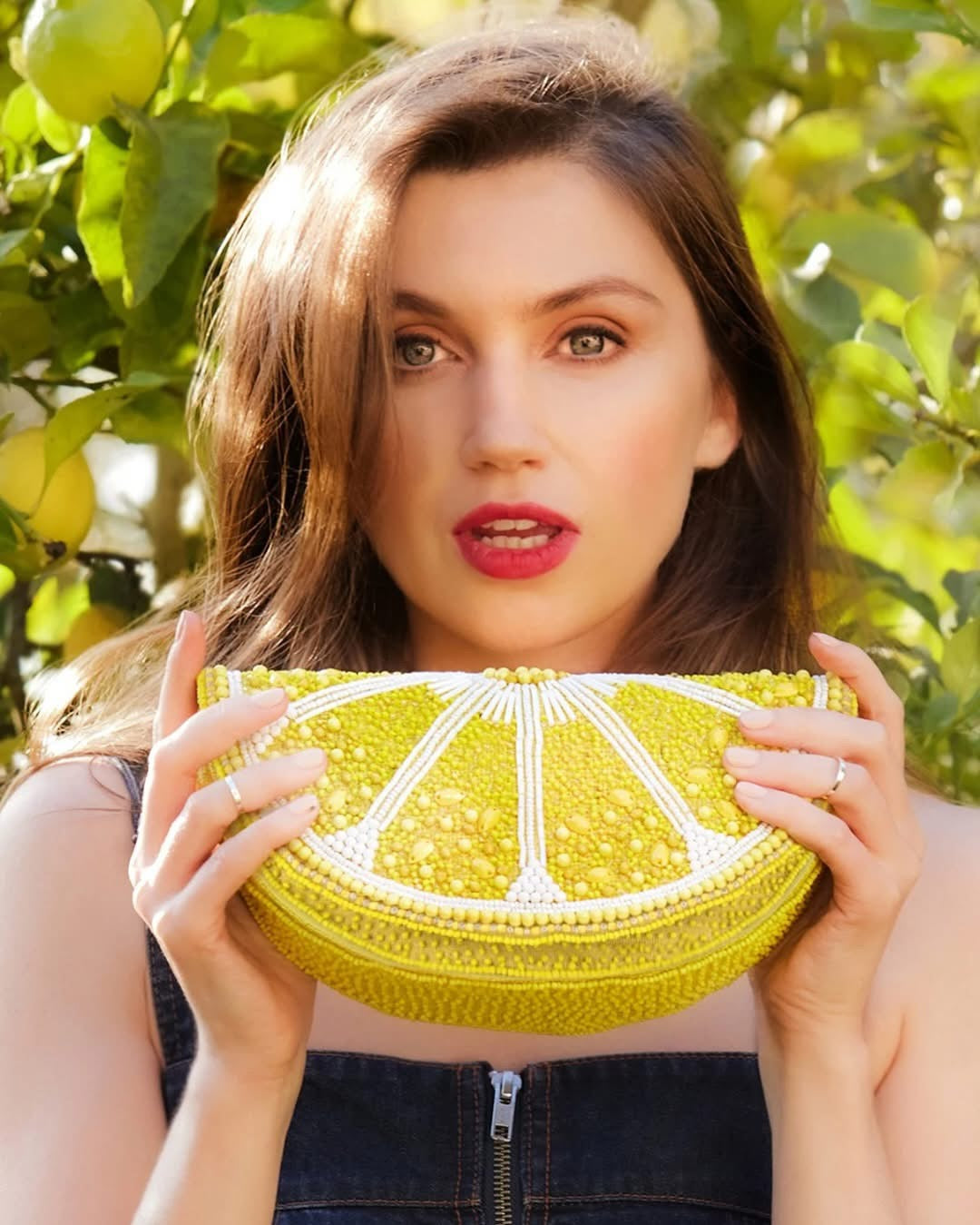 Mary Frances: Tart Beaded Lemon Crossbody Handbag