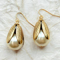 Cream Pearl Bead Cap Earrings