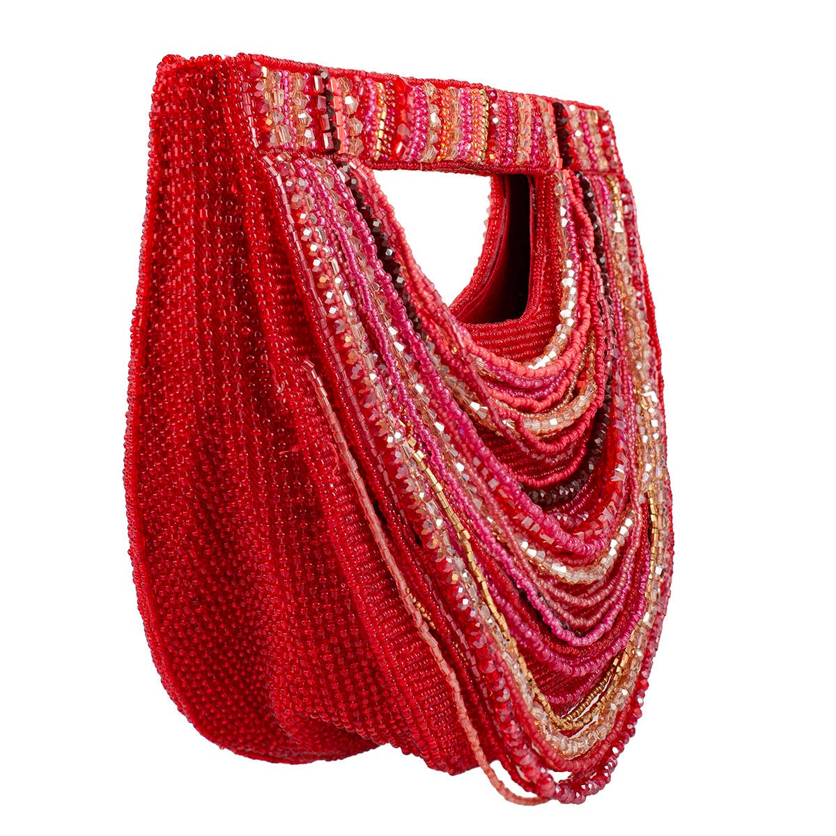 Ruby Chic Draped Beads with Straight Handle Handbag