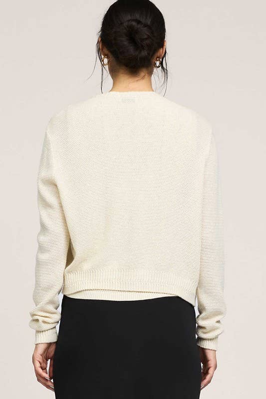 Micro Sequined Top and Cardigan Set: Natural / S