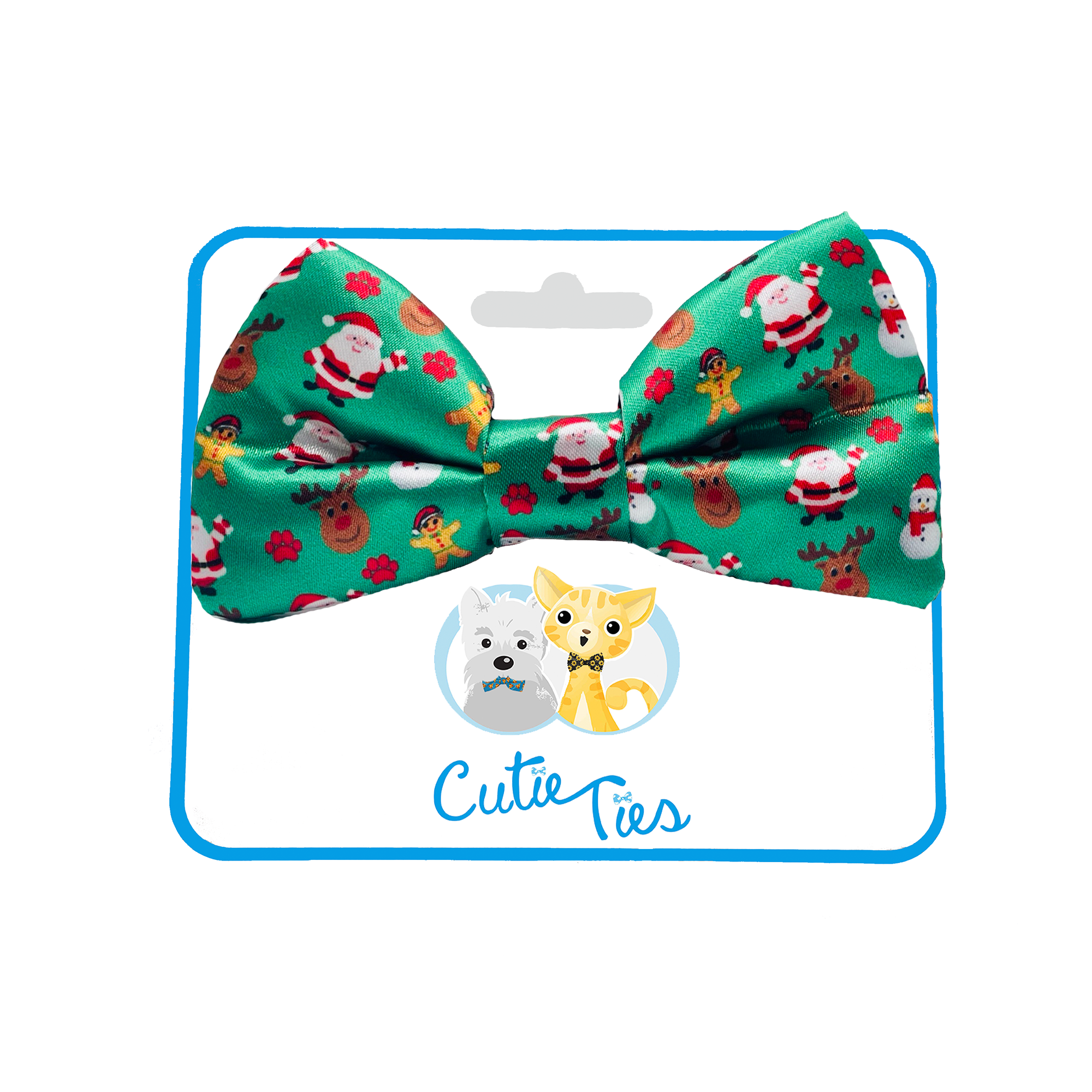 Christmas Night Xmas Green Holiday Dog Bow Tie