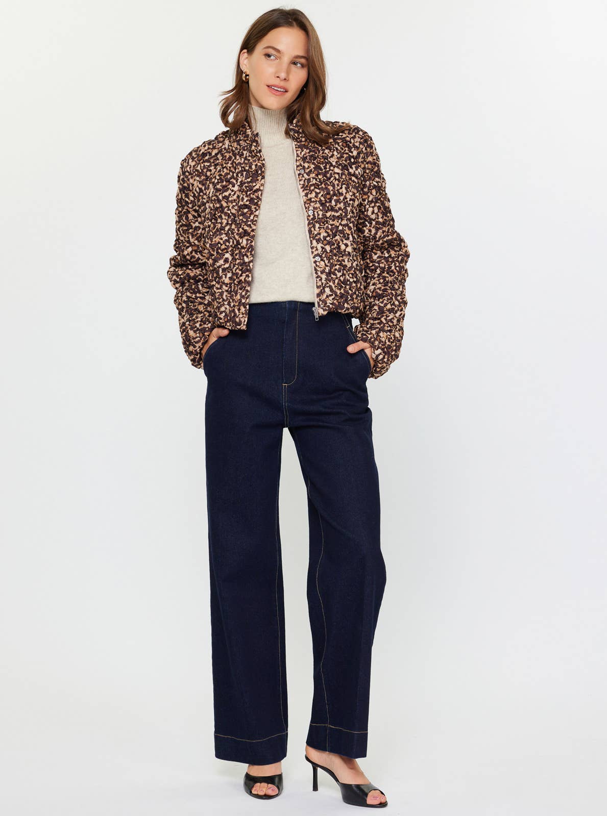 Denim Cropped Jeans: Deep Blue Denim / L