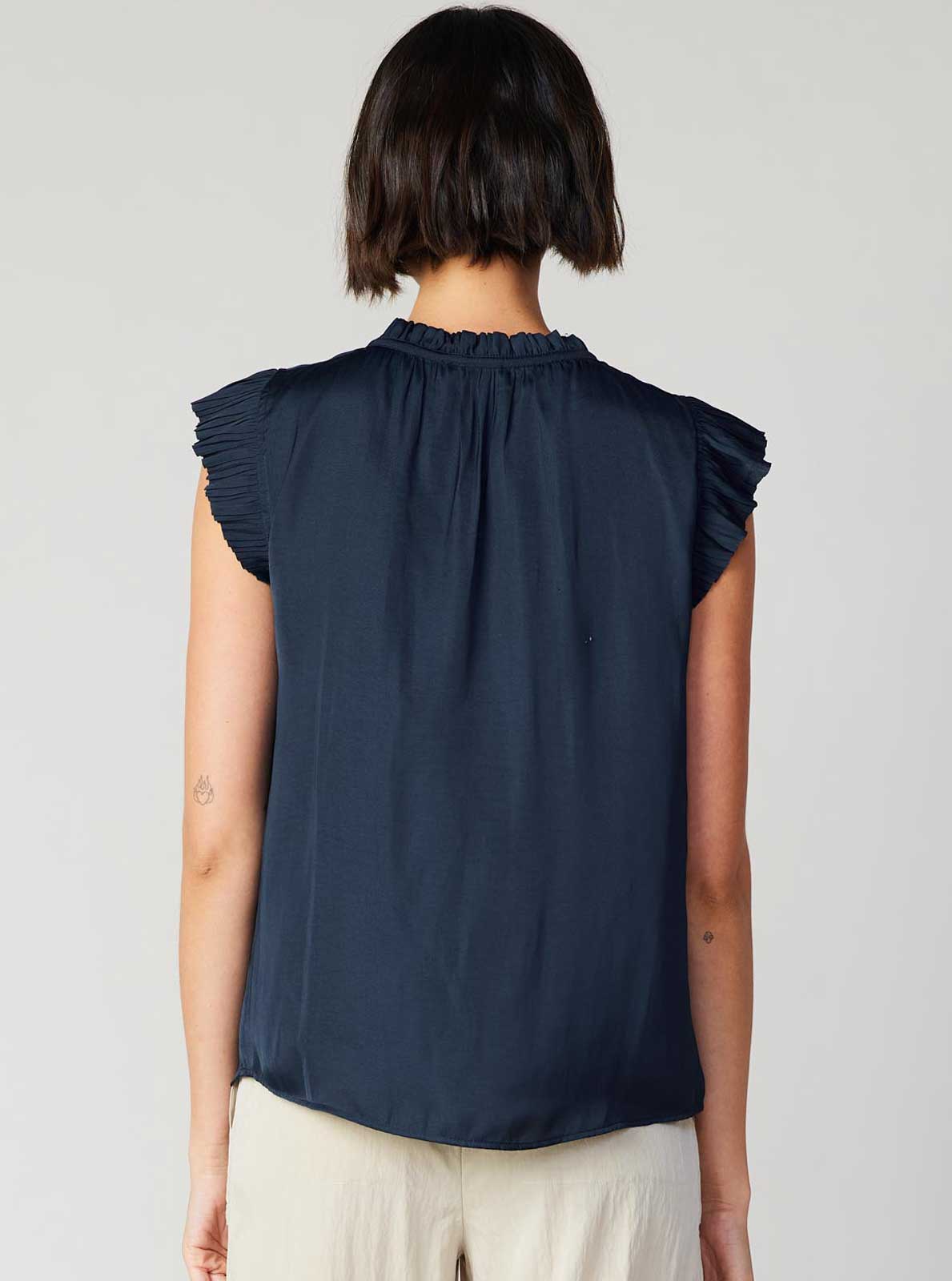 Margot Pleated Sleeve Blouse: Ecru / XS