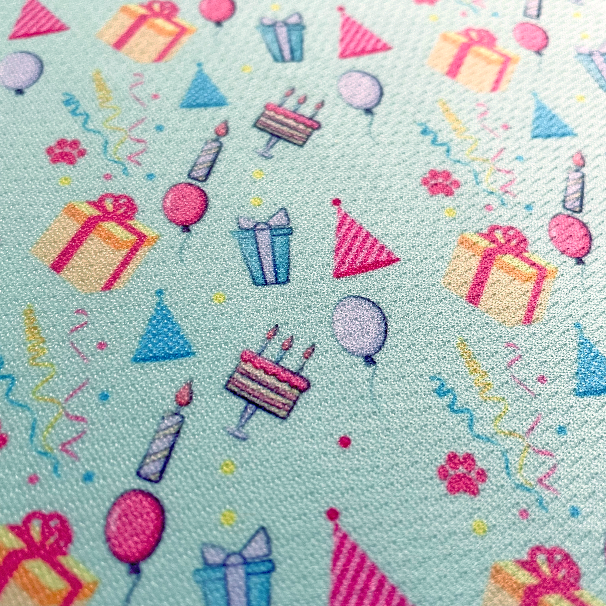 Happy Birthday Aqua Tie On Dog Bandana: S (25lbs & under or neck up to 15")