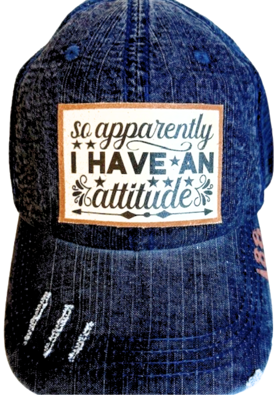 (18) " SO APPARENTLY ATTITUDE" DISTRESSED TRUCKER HAT    : BLING / PINK