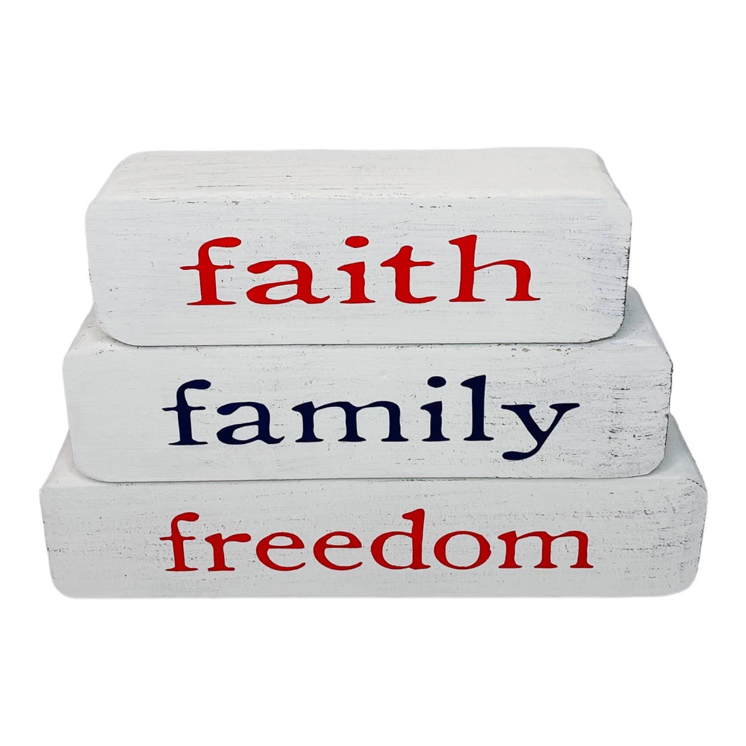 Faith Family Freedom Decorative Tabletop Block Set