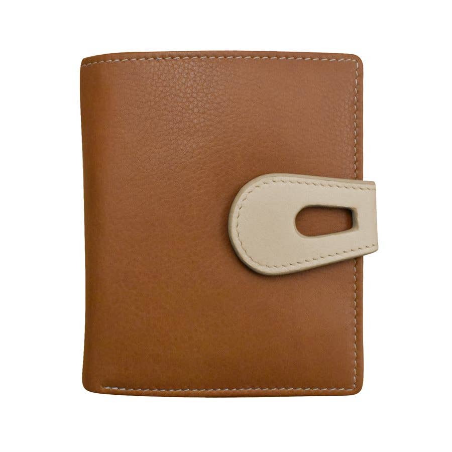 7815 (Modified) Small Wallet with Cut Out Tab: Antique Saddle/ Stone