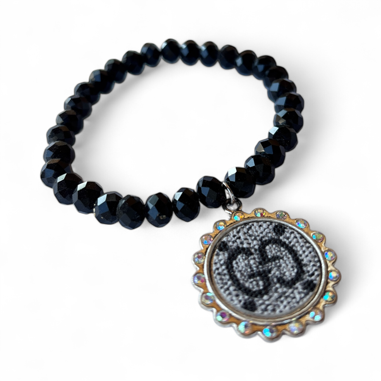 Glossy Black Beaded Bracelet GG