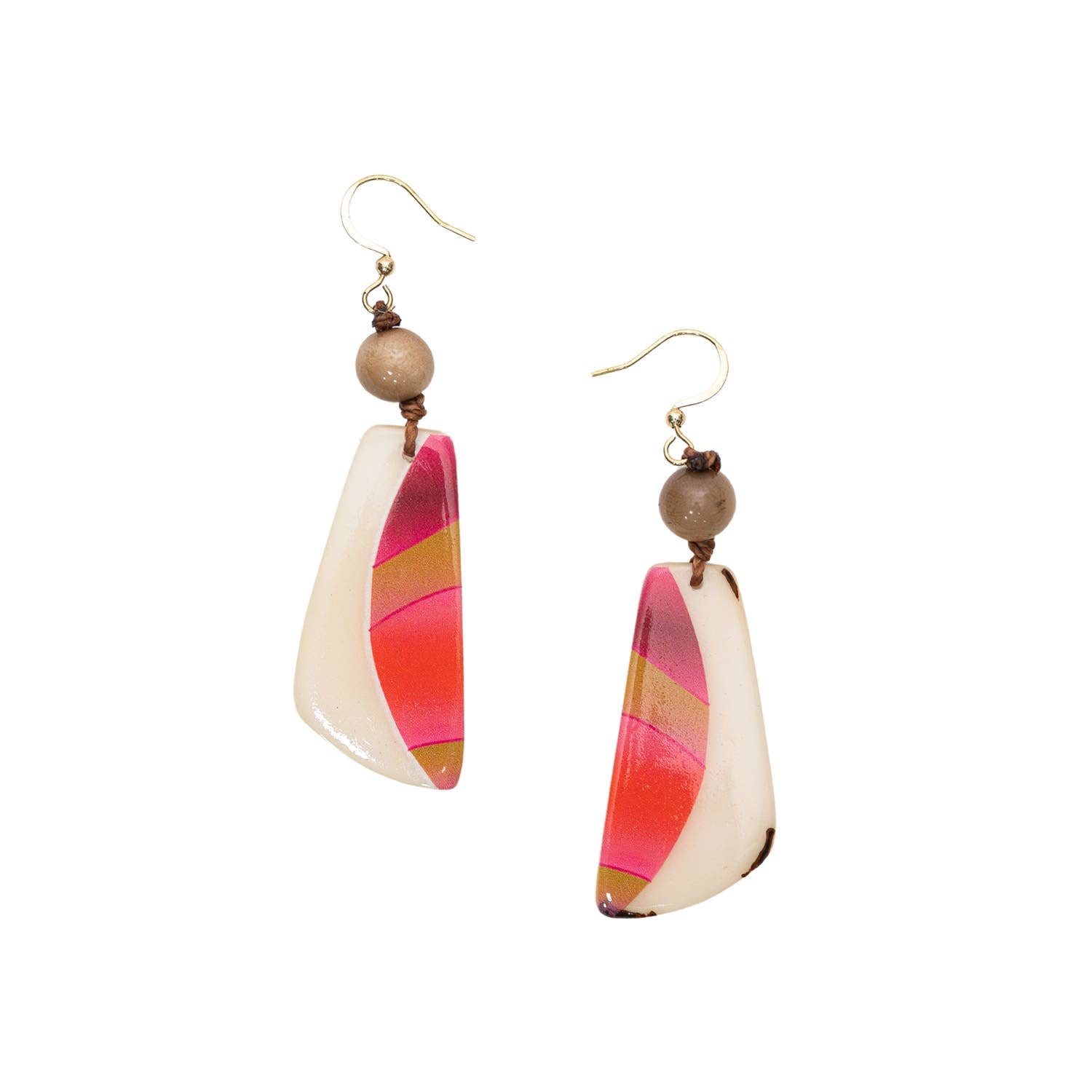Judith Earrings: Poppy Coral/Cafe con Leche Combo
