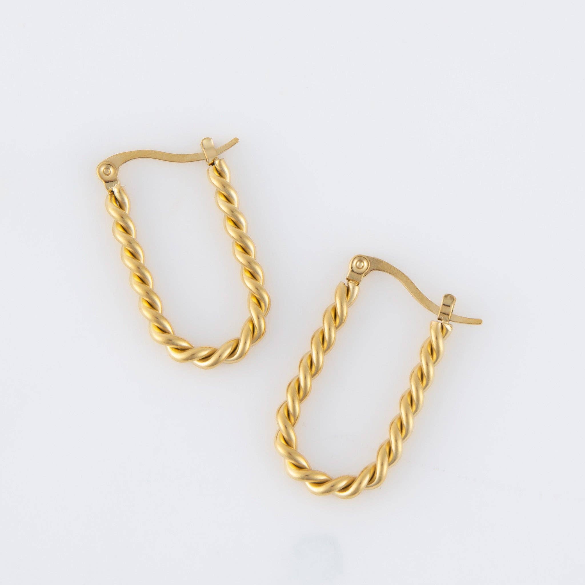 Narelle Waterproof Twisted Hoop Earrings: Silver
