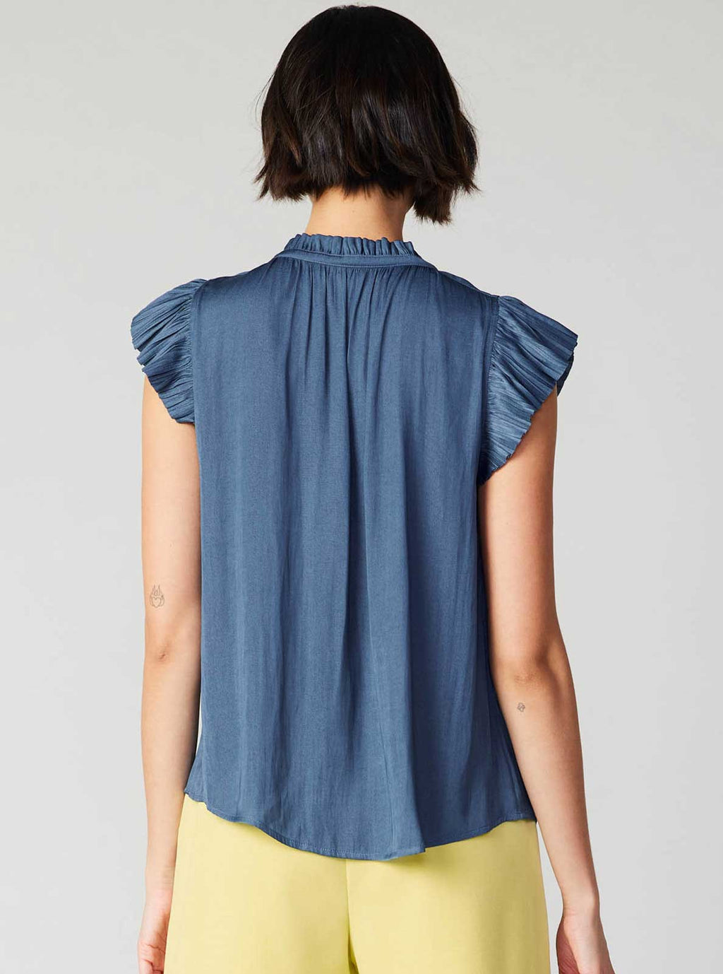 Margot Pleated Sleeve Blouse: Ecru / XS