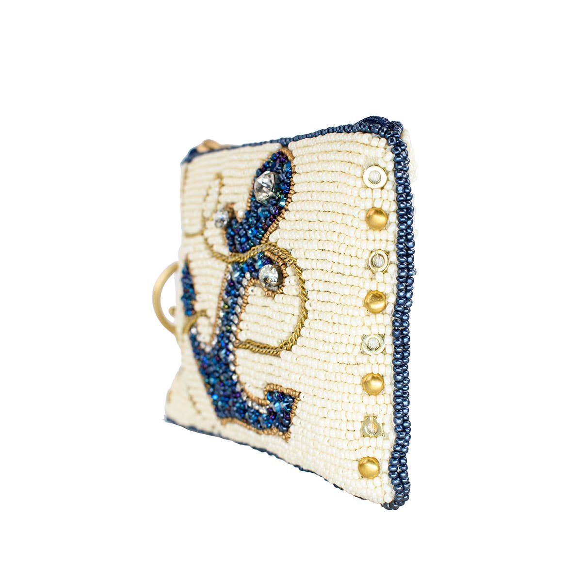 Hooked Up Beaded Blue Anchor Sailor's Coin Purse