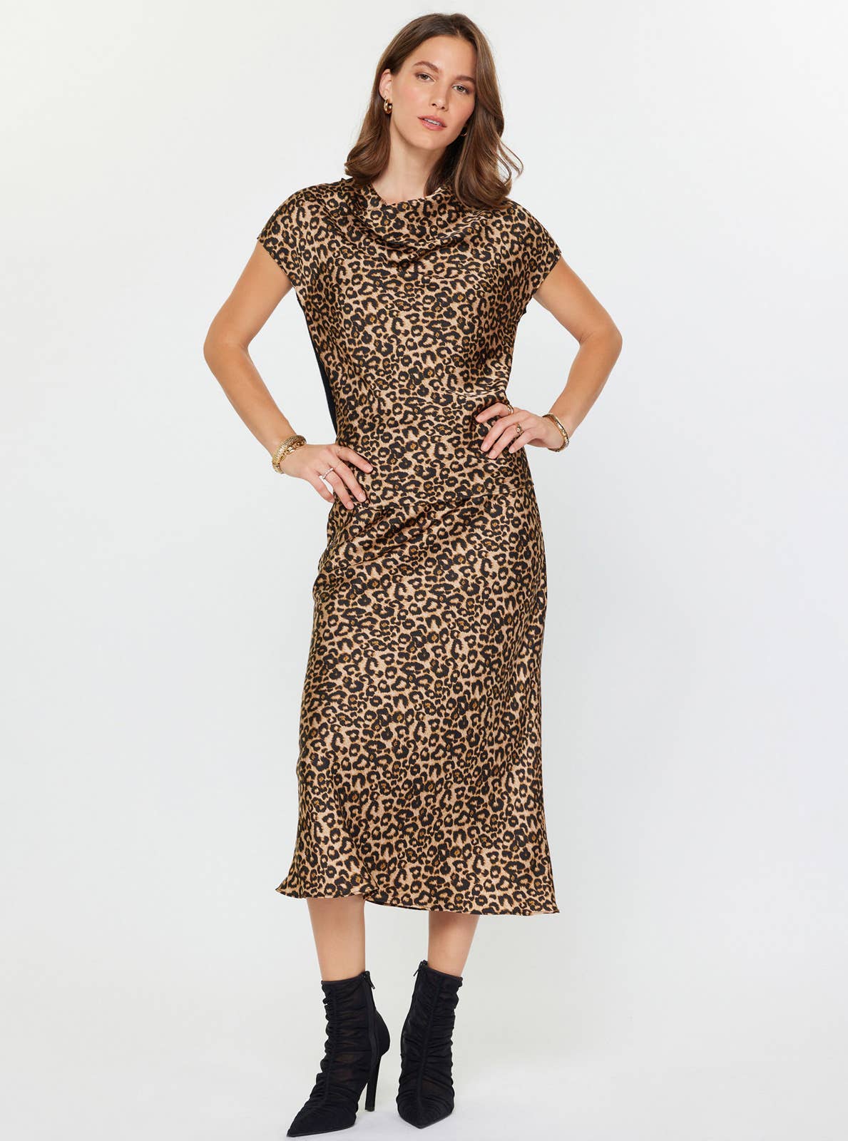 Leopard Print Cowl Neck Blouse: LEOPARD XS